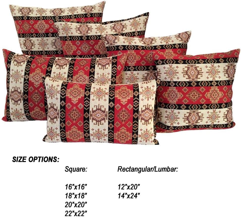 Large Throw Pillow Covers Red and Cream Kilim - 22 x 22 Inches Decorative Pillows, Boho Room Decor for Couch, Bohemian Square Case for Farmhouse, Moroccan Shams, for Sofa, Patio