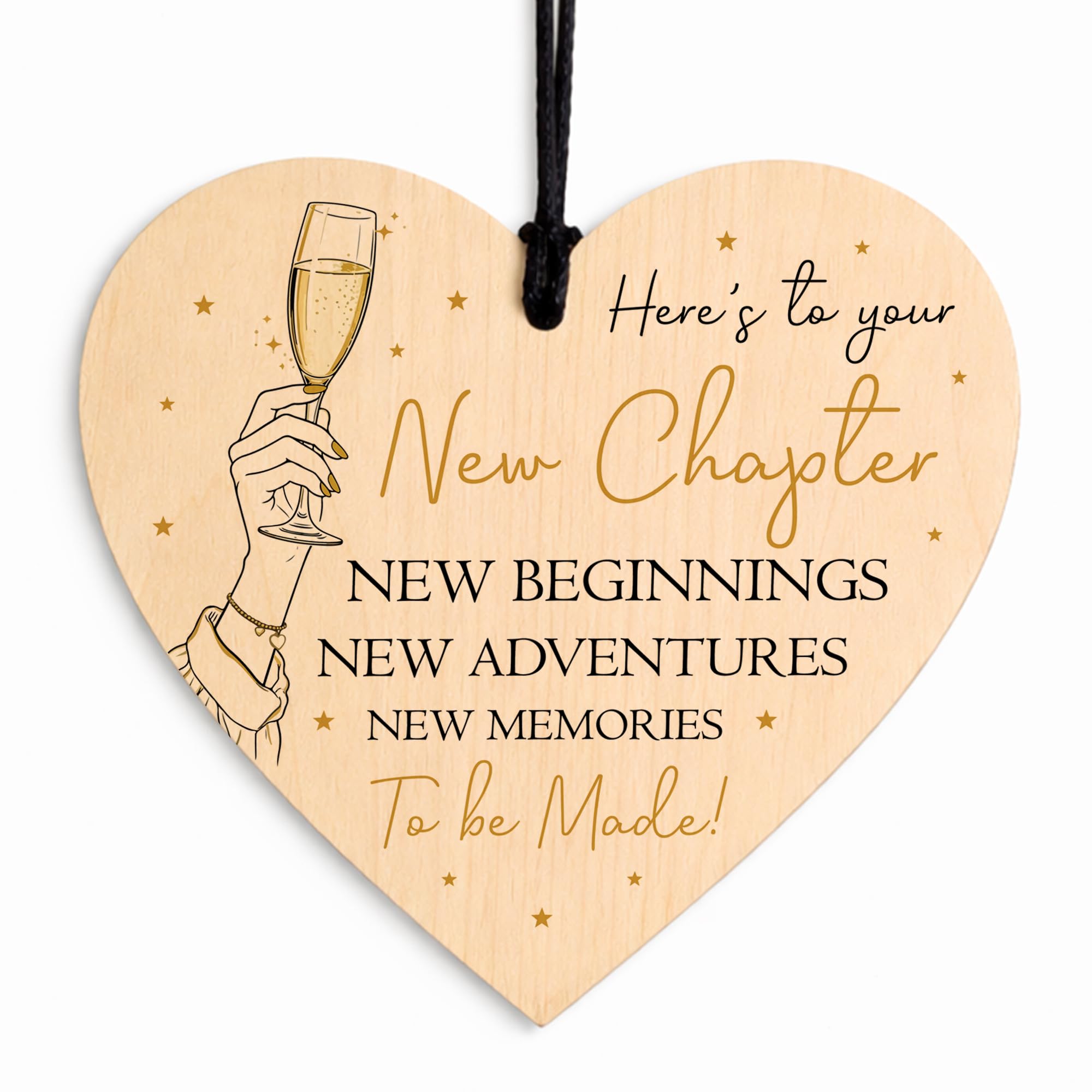 Red Ocean Congratulations Wooden Heart New Chapter Leaving New Job Gift For Him Her, Good Luck Gifts For Men and Women, Job Promotion, Graduation, University, New Baby Gift