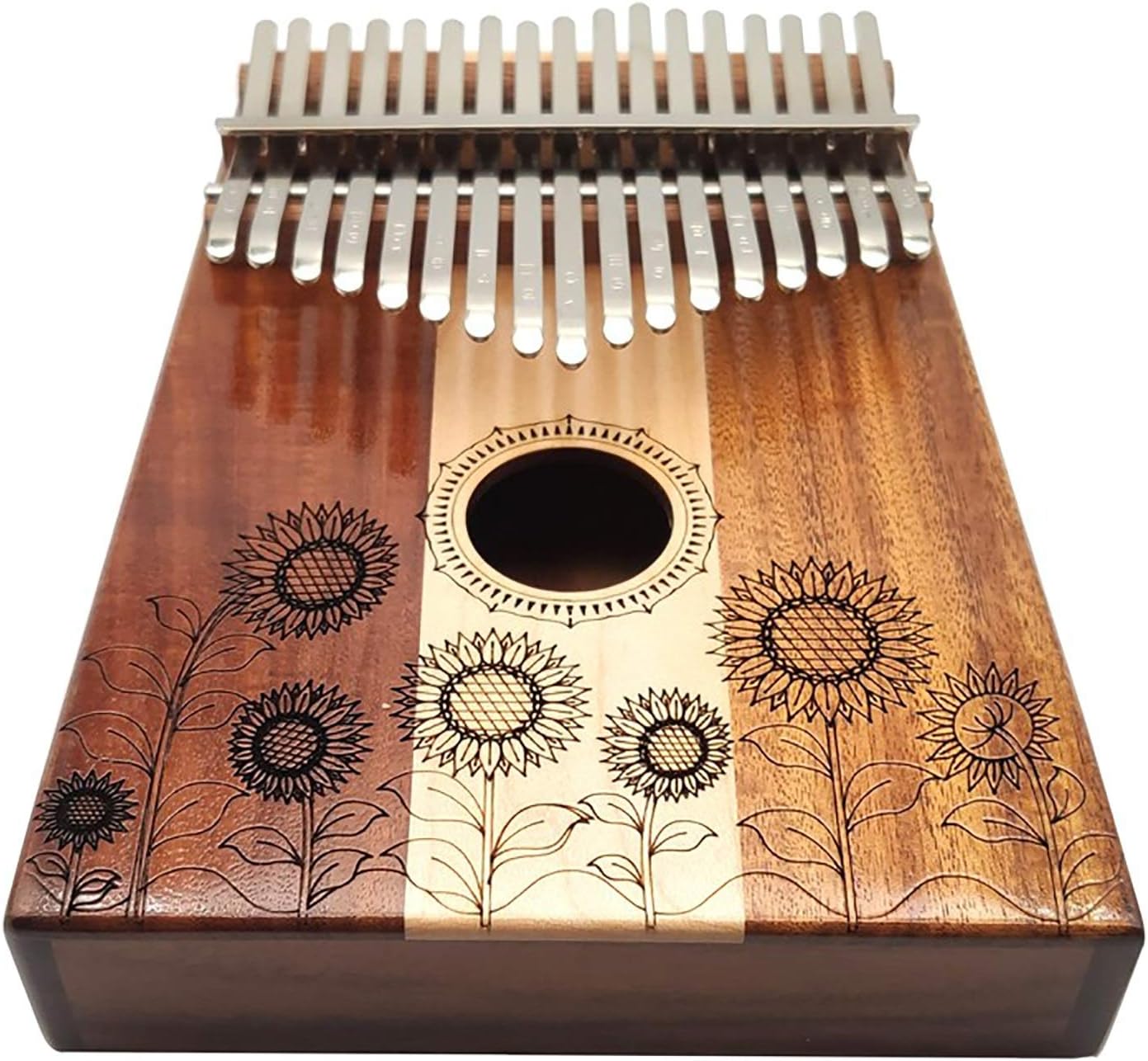 Kalimba 17 Keys Thumb Piano,Sunflower Keyboard African Music Instrument withTune Hammer and Study Instruction,Gift for Kids Adult Beginners Professional
