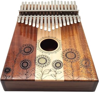 Kalimba 17 Keys Thumb Piano, Sunflower Keyboard African Musical Instrument with Hammer and Teaching Study, Gifts for Kids, Adult Beginner Pro