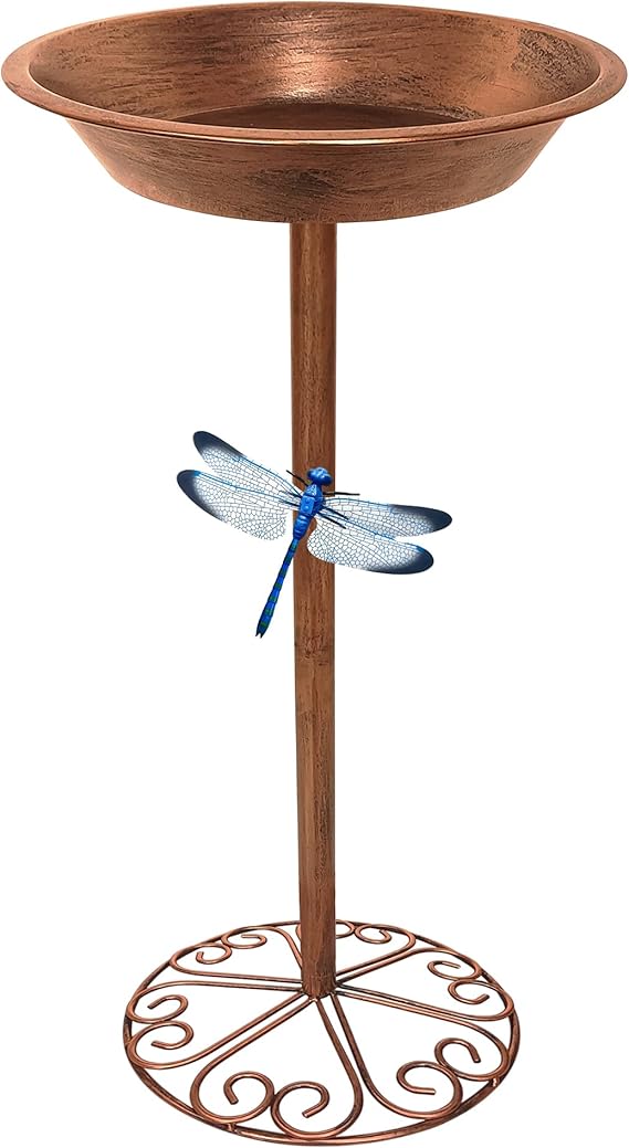 Keygift Metal Bird Baths for Outdoors, 25.5” Height Antique Copper