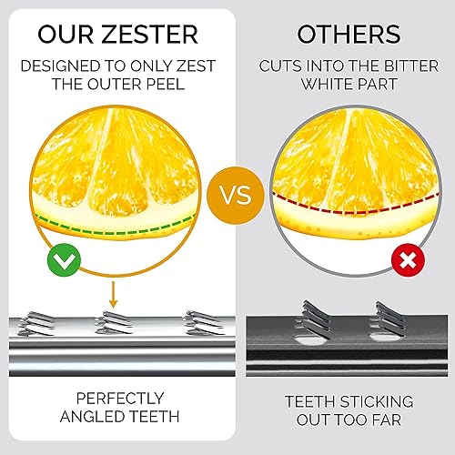 Miniatura 3 de Diseñado por chefs rallador de limón premium con dientes perfectamente angulados, ideal para cítricos, queso parmesano, ajo, verduras y frutas