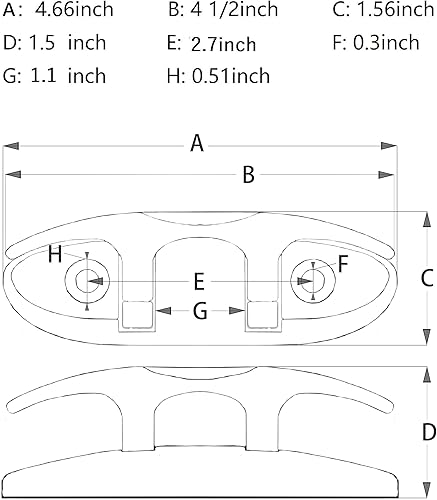 Miniatura 6 de Taco plegable para barco, abatible, de acero inoxidable marino, 4-12 pulgadas, tacos plegables de muelle negro, con cierres y placas traseras