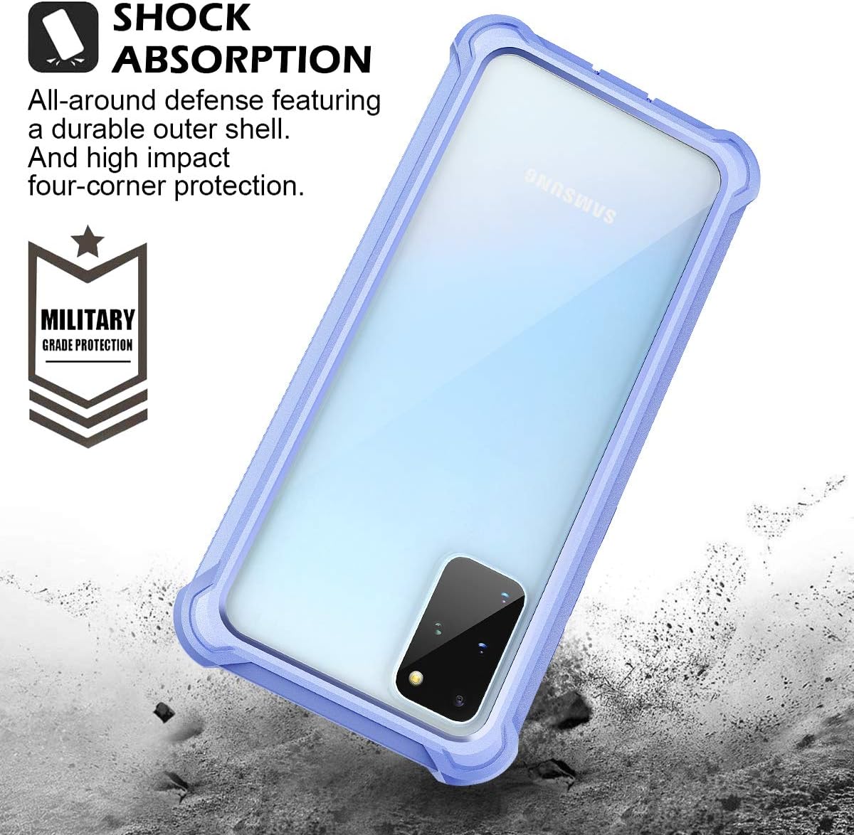 Dexnor for Galaxy S20+ Plus Case with Screen Protector Clear Rugged Protective Shockproof Hard Back Cover Thickened Corners Heavy Duty Bumper Defender Case for Samsung Galaxy S20 Plus 5G 6.7" - Purple