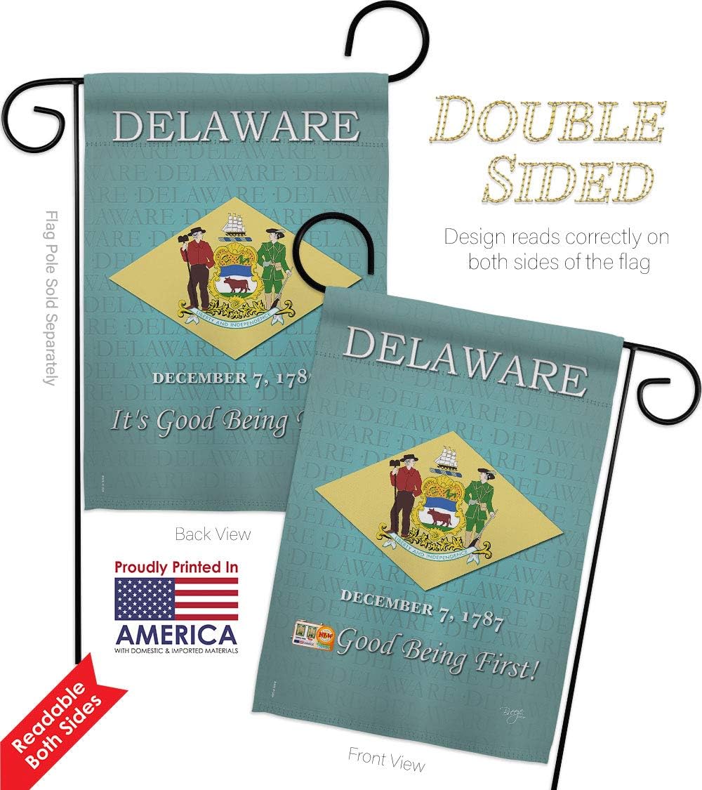 Delaware Garden Flags 2pcs Pack Americana States USA American Territories Republic Country Particular Area Small Decorative Gift Yard House Banner Double-Sided Made In 13 X 18.5