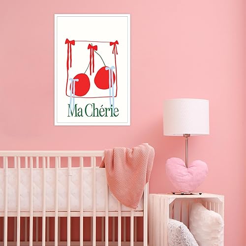 Miniatura 5 de HQPCNGZ Pósteres de moda de Ma Cherie de los años 70, diseño retro de cinta roja, lazos de cereza, arte abstracto minimalista para sala de frutas,