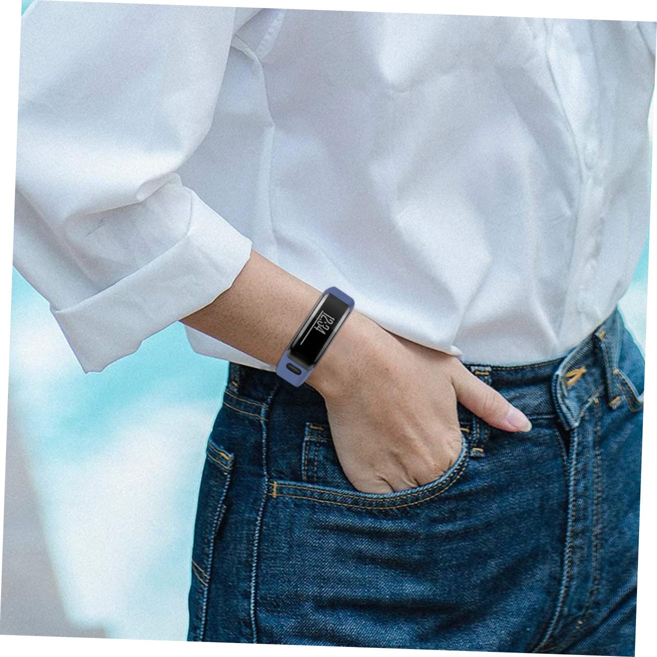 Outanaya Bracelet Silicone pour Montre Connectée HR Remplacement Dégagement Rapide Confortable et Compatible Homme Femme Couleur Bleu Minuit