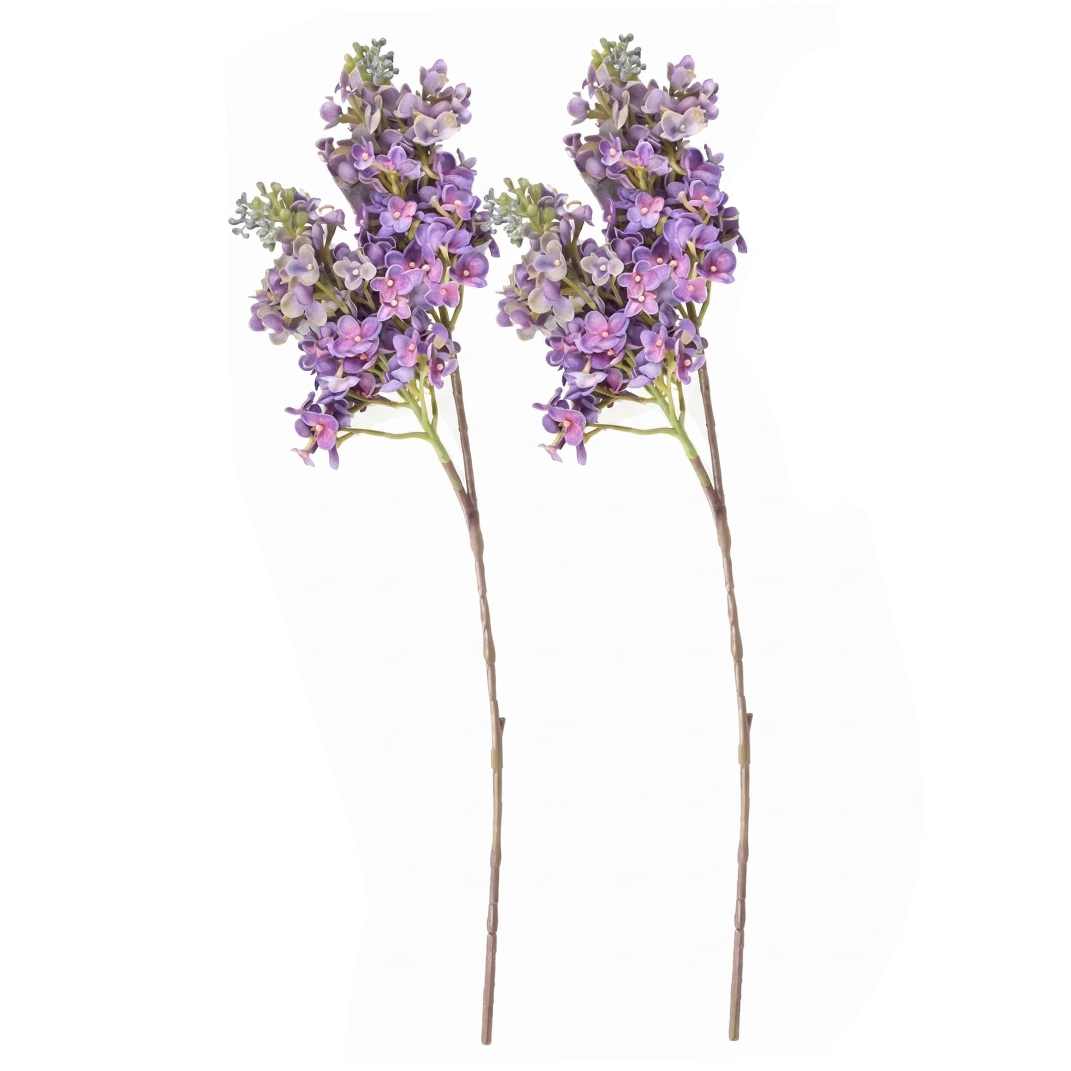 Lilas sintéticas de tacto real en color morado con tallos moldeables de alta calidad de 26 pulgadas