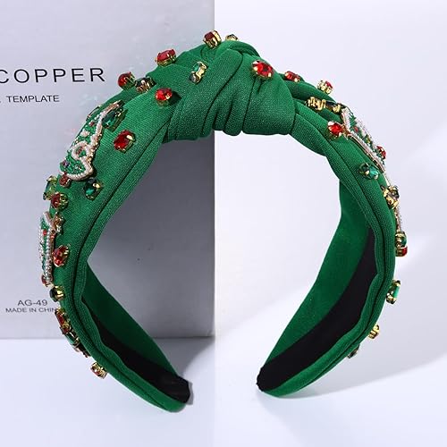 Vista 53 de Diadema de Navidad para mujer, accesorios de Navidad con cuentas, arco de Navidad, copo de nieve, diadema anudada HOHOHO, rojo y verde, perla