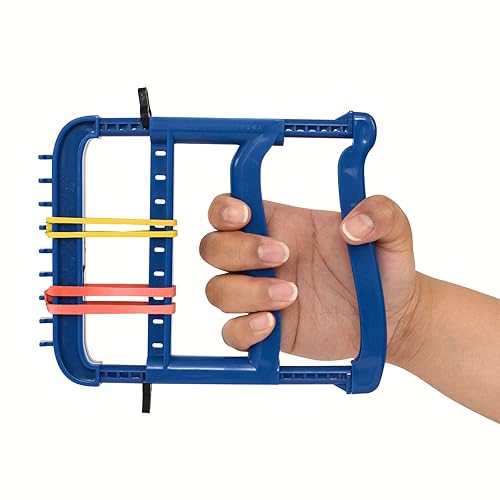 Miniatura 2 de Rolyan - Ejercitador ergonómico básico de mano, dispositivo de fortalecimiento para dedos, manos y pulgares, viene con 4 pares de bandas de goma