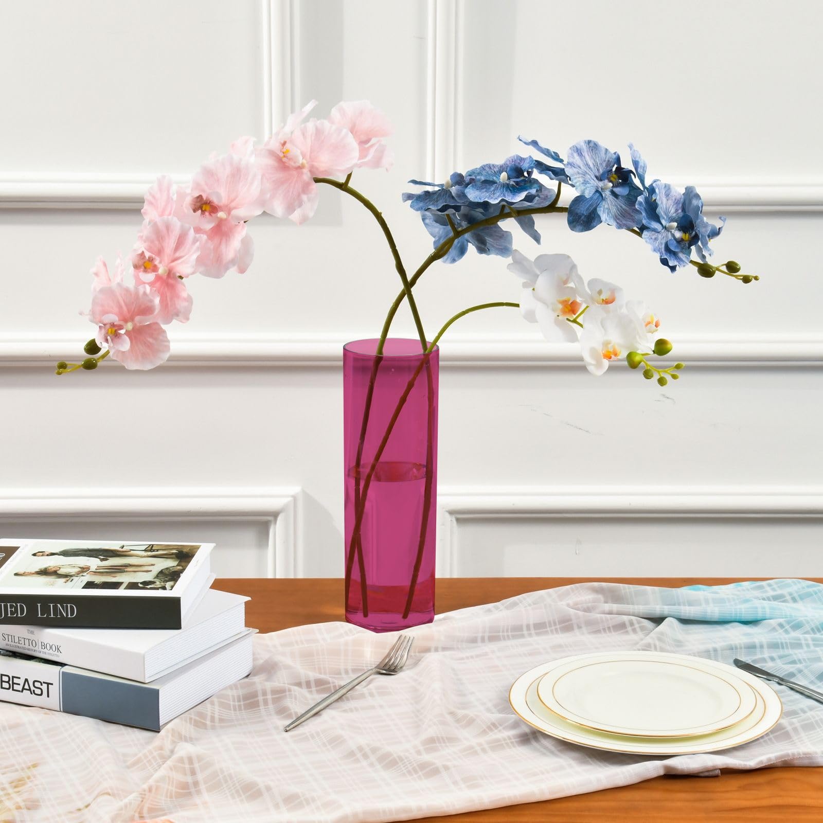 JOICE ON THE TABLE 花瓶 Amazon.com: J JOYSAY Hot Pink Flower Vases for Centerpieces Clear