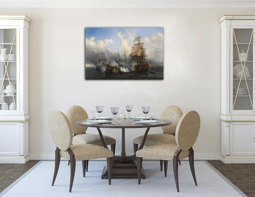 Miniatura 5 de Cuadro de arte de pared de batalla naval, barco pirata, velero, póster impreso, lienzo moderno, hogar, sala de estar, oficina, decoración (32 x 48