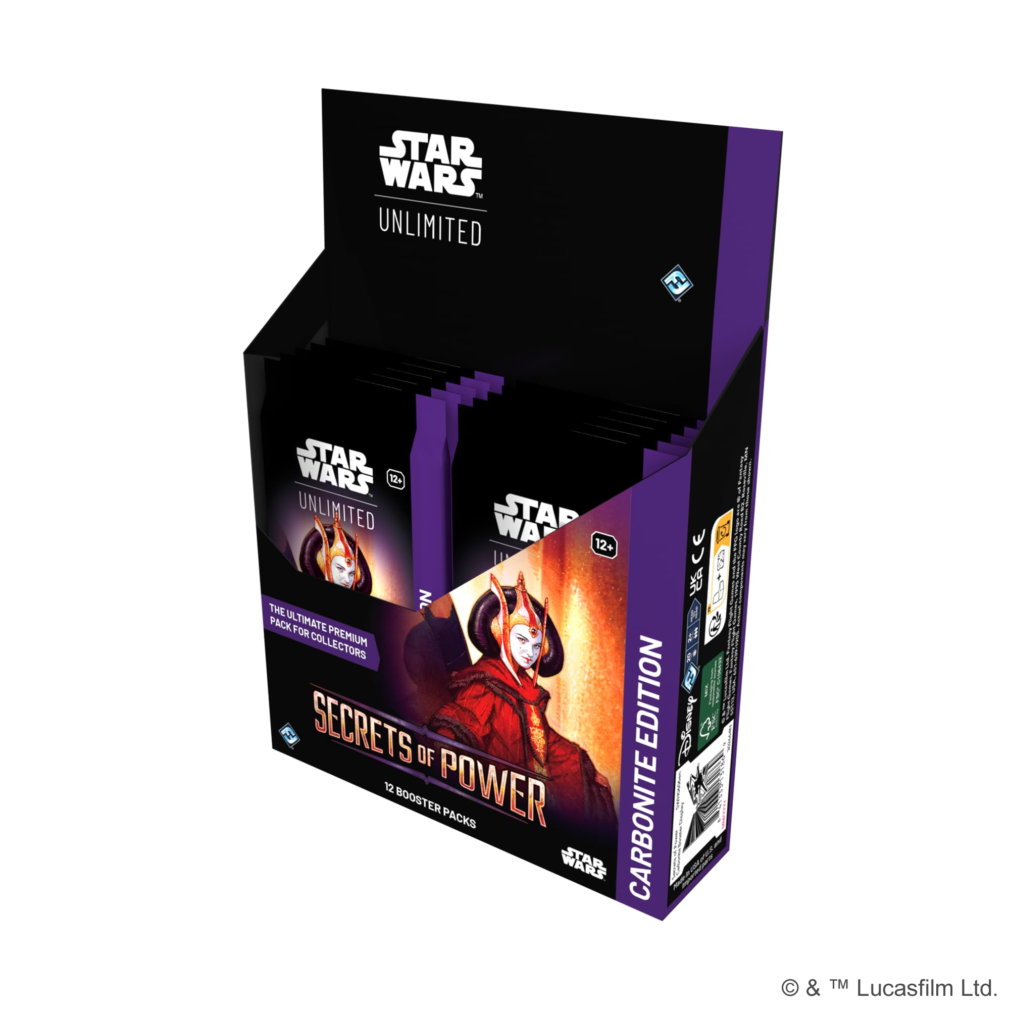 Asmodee - FFG - Star Wars: Unlimited Trading Card Game - Secrets of Power - Carbonite Booster Display mit 12 Boostern - TCG für Kinder und Erwachsene, Alter 12+, 2+ Spieler, 20 Minuten - Englisch