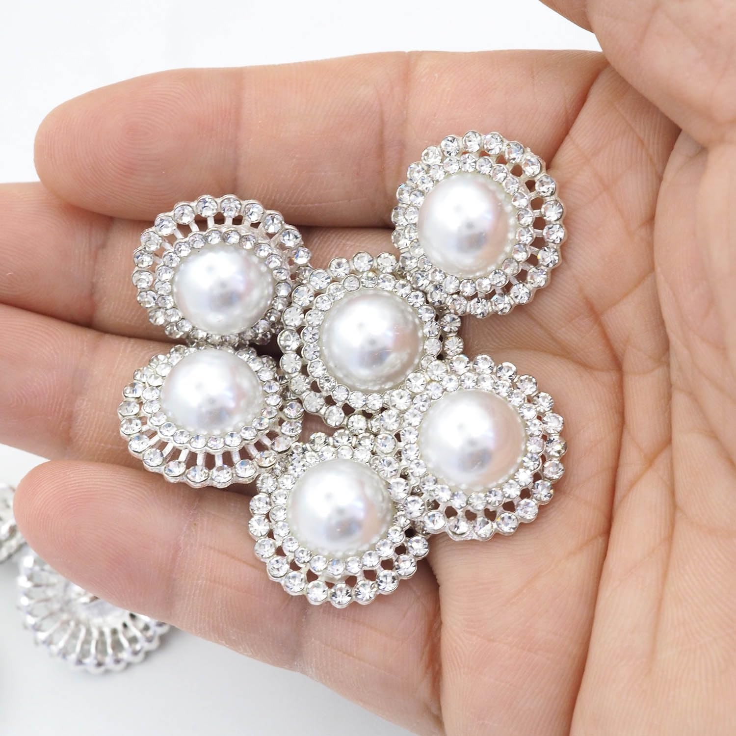 15PCS Alloy Rhinestone Buttons mbellishments Set for Sewing Clothes Coat Curtains Pillows Suits Knitting Sweaters Sewing Crafting Handmade Crafts Replacement Size 0.8 inch/20mm（Silver）