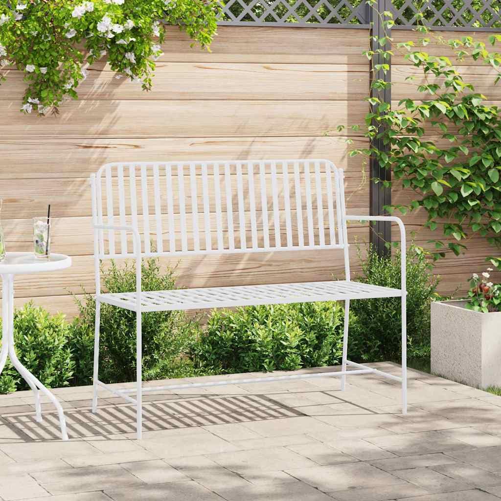 vidaXL Panchina da Giardino Bianco Puro 103,5 x 51,5 x 90 cm Acciaio, Giardino e terrazza, mobili Moderni da Esterno, panchina contemporanea, 2 posti, Stile per Il Tuo Deck