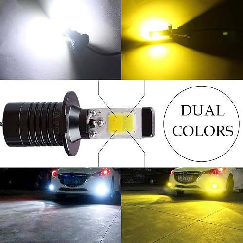 Miniatura 3 de 1797 Bombillas LED antiniebla H3, color amarillo ámbar, 3000 K, blanco, 6000 K, de doble color, para camiones, coches, lámparas DRL, luces de