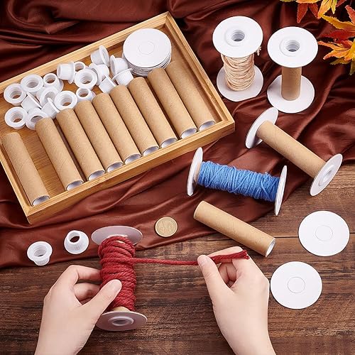Miniatura 3 de PH PandaHall 16 juegos de carretes de hilo de papel vacíos, bobinas de tejido de alambre, carretes de costura de papel, soporte de cinta de hilo