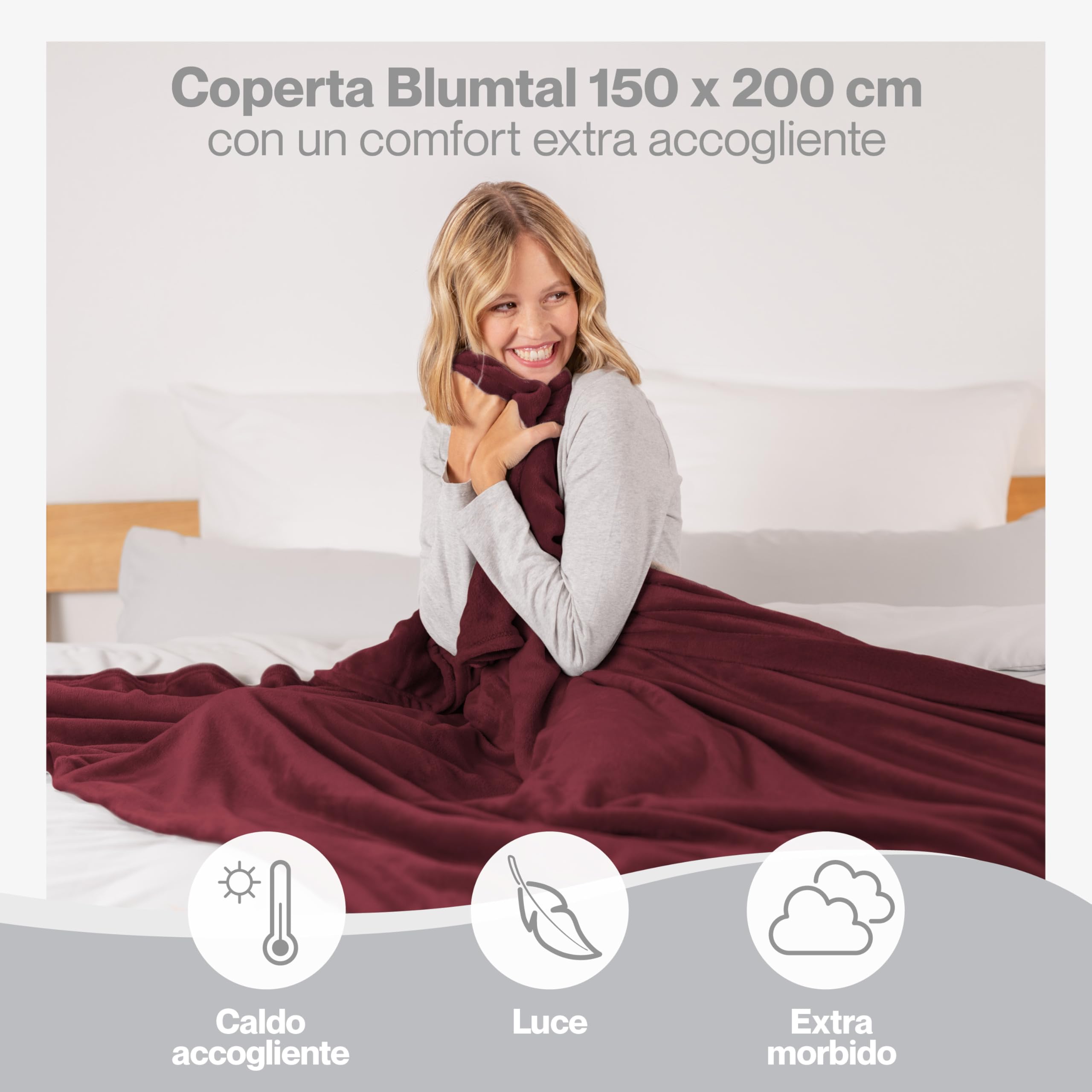 Blumtal Coperta Pile 150x200cm - Coperta Plaid Divano Super Morbida - Coperta Divano certificata OKEO-Tex - Winter Blanket - Coperta Plaid Pile - Coperta in Pile Divano - Plaid Divano Pile - in Rosso