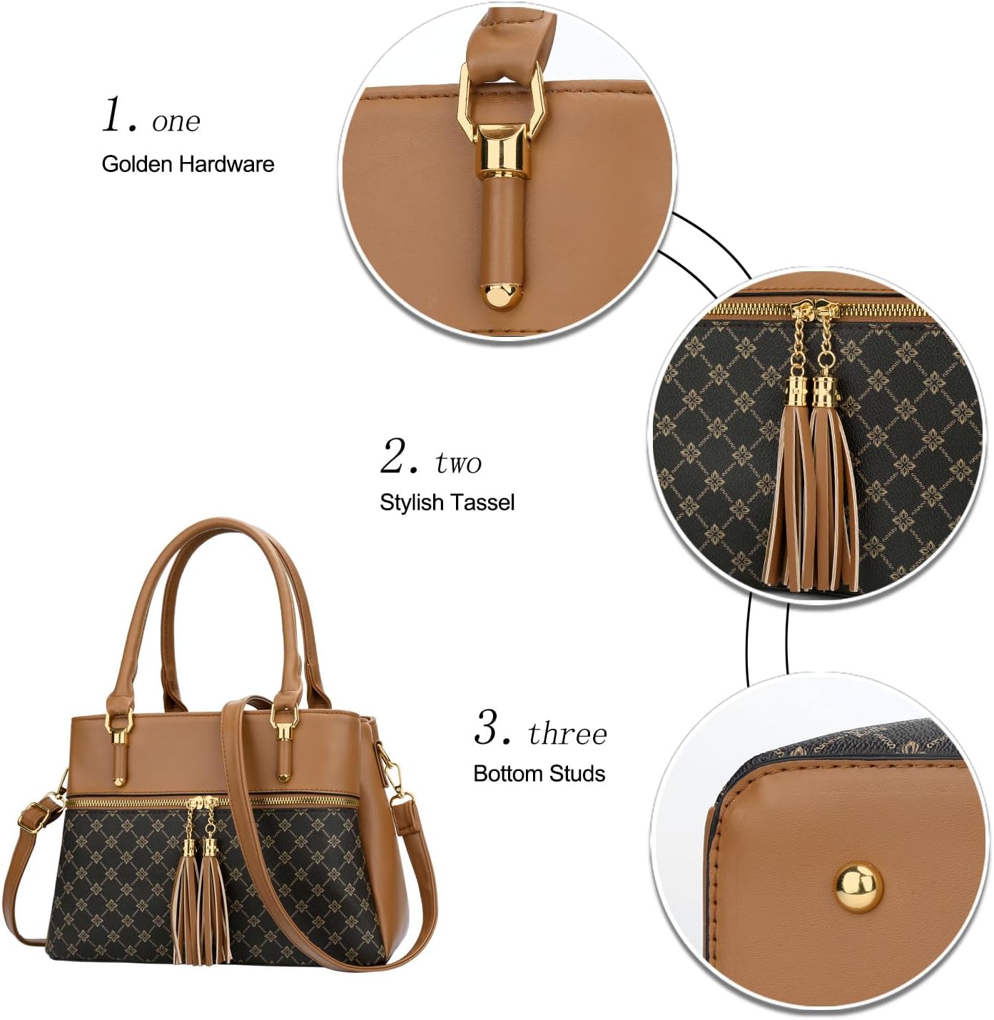 KKXIU Women Satchel Bags Handle Shoulder Handbags and Purses Pockets Zipper Leather Crossbody Bags - Image 3