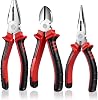 3Pcs Pliers Set, Pliers Tools Plier Set, 6 Long Nose, 6 Diagonal Cutting, 7 Combination, Universal Combination-Plier, Combinatio-n Wire Cutters Electrical Plie-r for DIY Repair