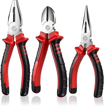3Pcs Pliers Set, Pliers Tools Plier Set, 6 Long Nose, 6 Diagonal Cutting, 7 Combination, Universal Combination-Plier, Combinatio-n Wire Cutters Electrical Plie-r for DIY Repair