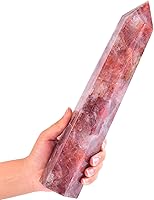 Vista 33 de AMOYSTONE Torre de obelisco de cristal curativo grande, varita de punta de cuarzo rosa, decoración de cristal, regalos de Reiki para Bignners