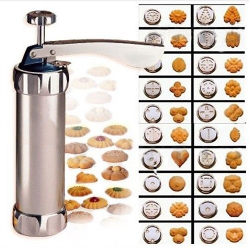 20 Pcs Stainless Steel Baking Cookie Press Pump Machine Biscuit Maker Cookie Stamp