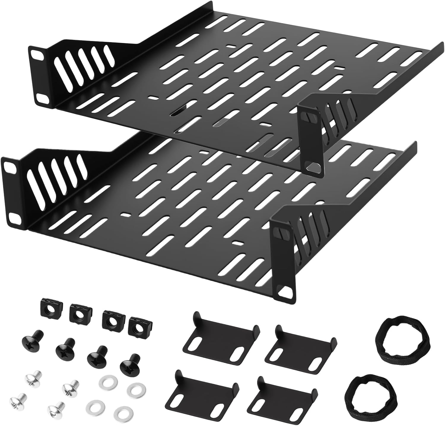 2 Pcs 10 inch 1U Server Rack Shelf,Heavy Duty Vented Rack Mount Shelf for 10" Server Rack & Cabinet,7.87" Depth Shelf with Enhanced Airflow for Network Equipment,Computer Racks & Cabinets