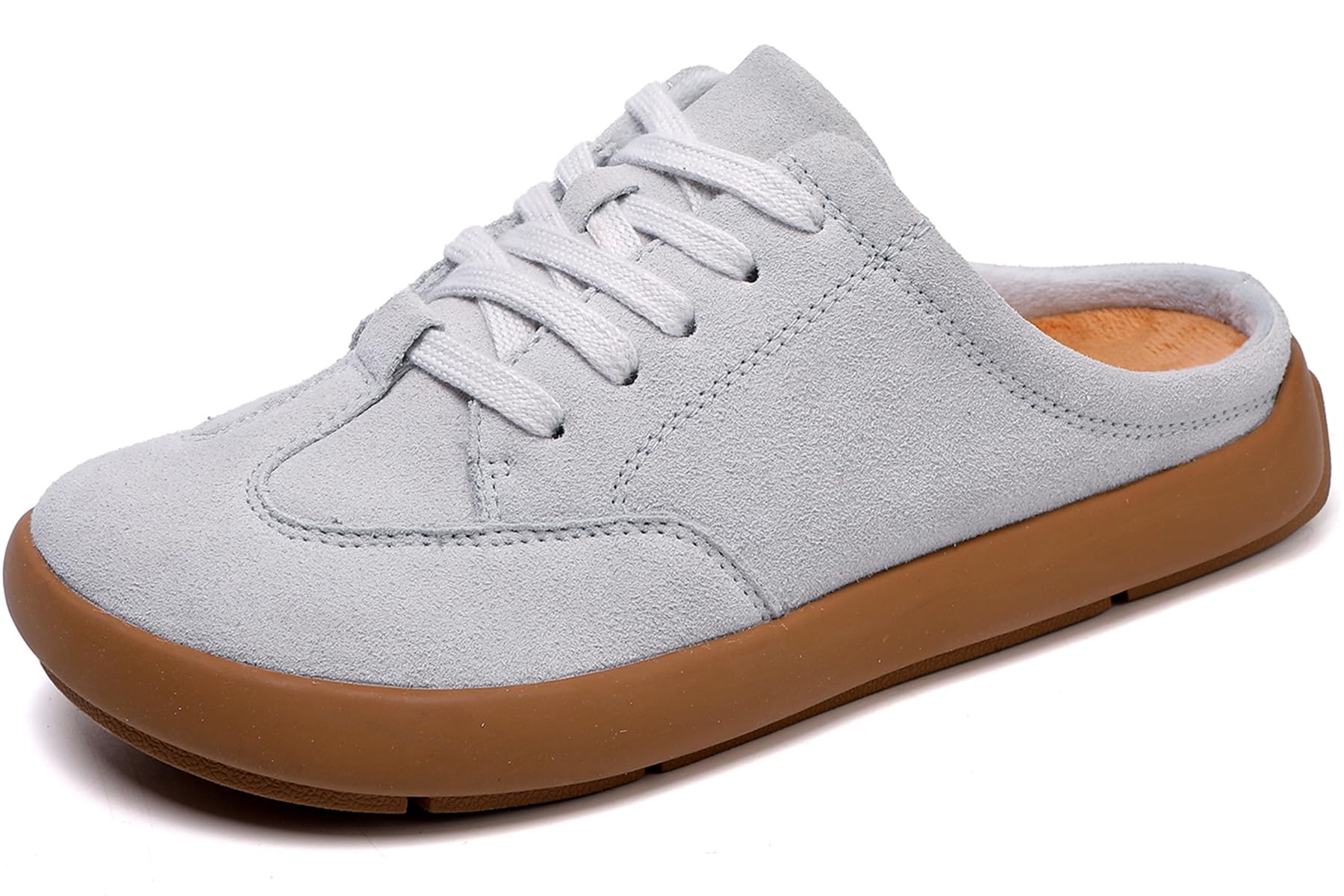 UBFEN Damen Hausschuhe Warme Mules Slippers Weiche Flache Plüsch Slip on Spitze auf Pantoffeln Rutschfeste Outdoor Indoor