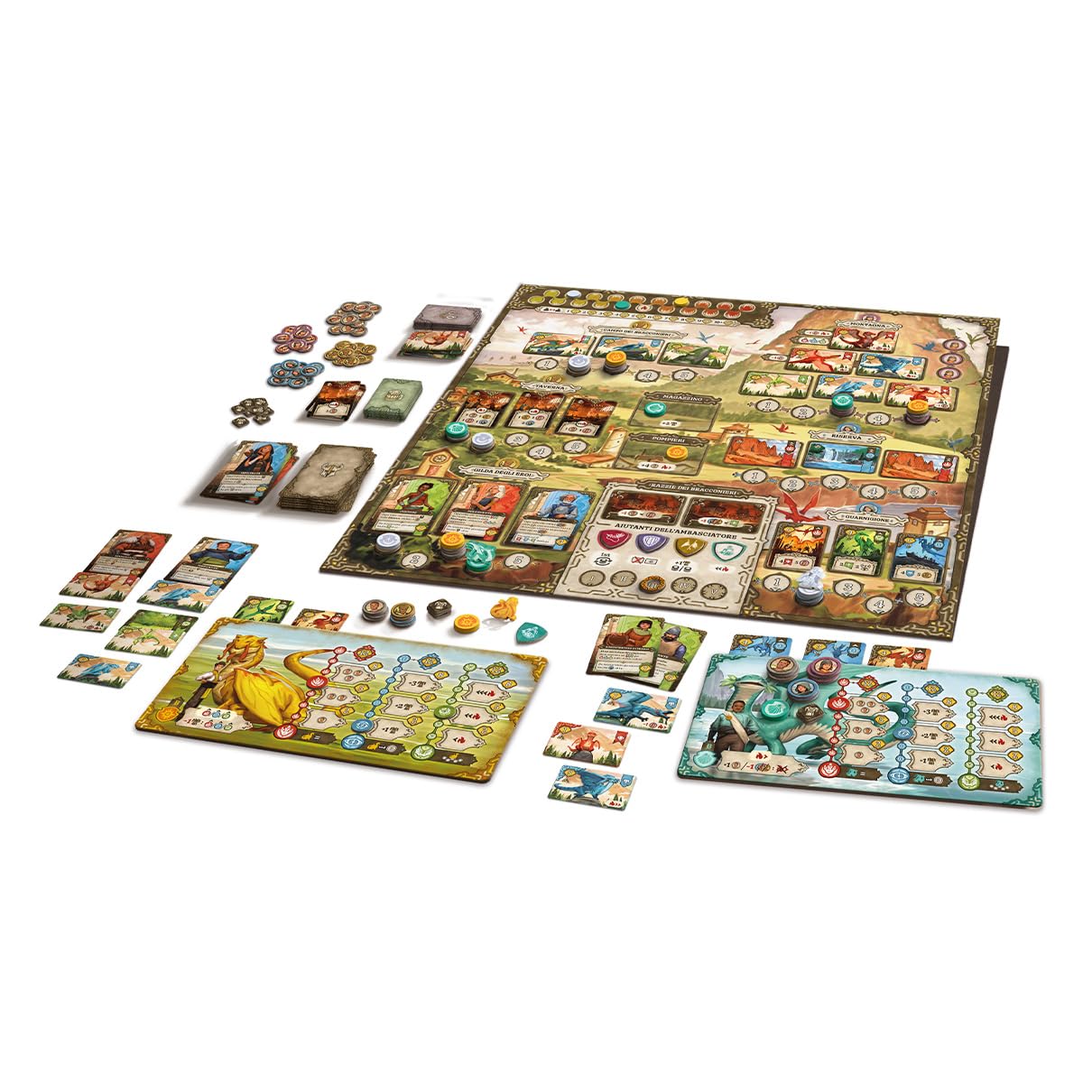 DEVIR Emberheart – Gioco da Tavolo Strategico Fantasy con Draghi, Piazzamento Lavoratori e Gestione Risorse, 2-4 Giocatori, Edizione in Lingua Italiana