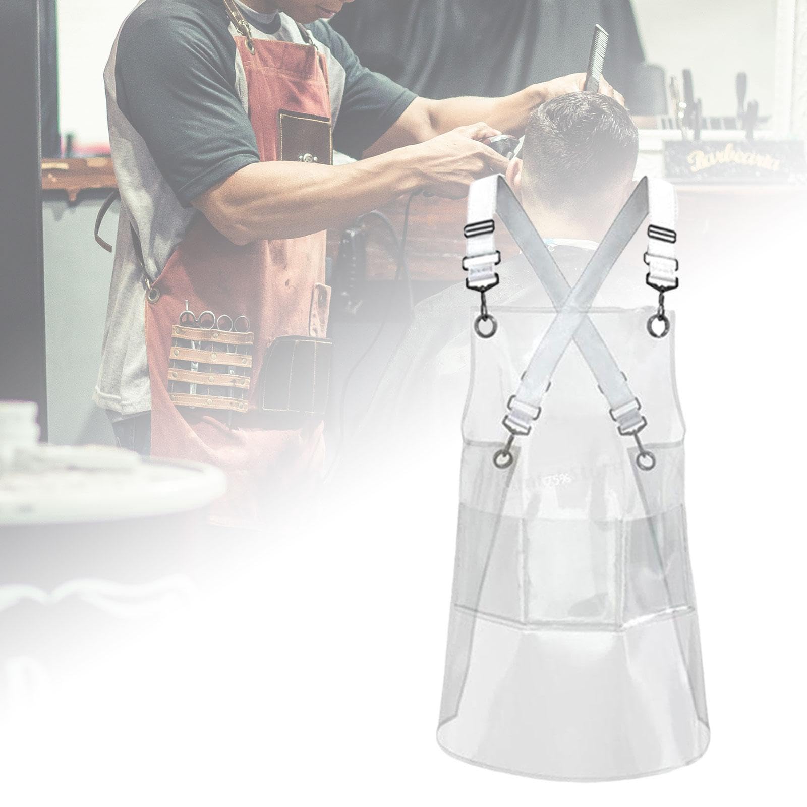 Tablier Transparent pour Un Nettoyage Facile En Cuisine, Blanc 80cm