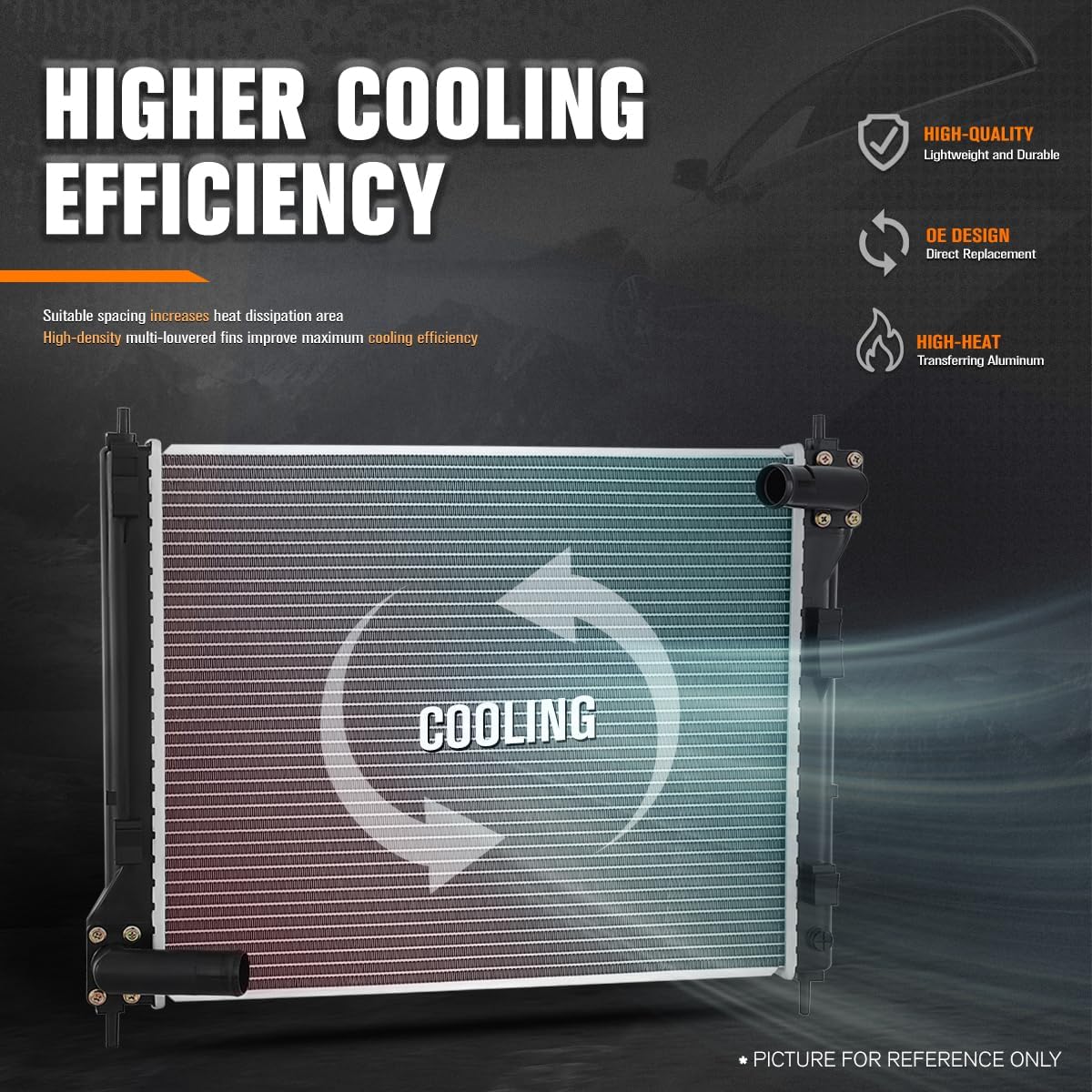 DPI-13661 Factory Style 1-Row Aluminum Core Cooling Radiator Compatible with 15-19 Nissan Juke Sentra