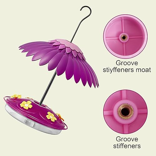 Miniatura 3 de Comedero para colibríes para colgar al aire libre, cubierta de alimentador de pájaros integrada para foso protector contra la lluvia, alimentador de