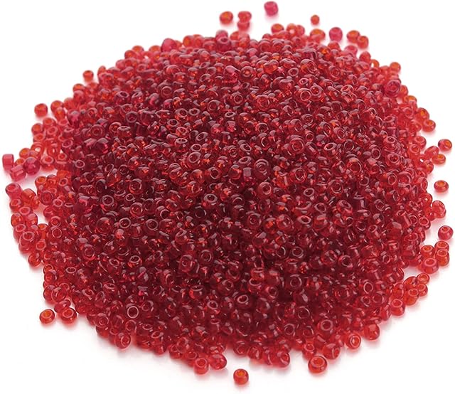 acdokuk Pack of 3000 Colourful Beads, Deep Red Pony Beads, 3 mm Large Hole Acrylic Craft Beads, for Necklaces, Bracelets, DIY Jewellery Making