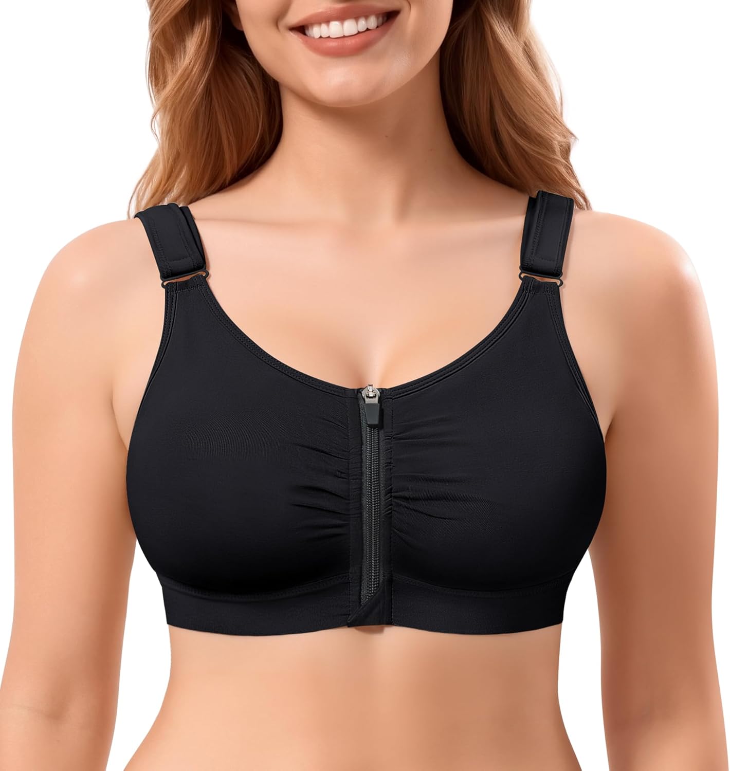 CYDREAM Front Zip Closure Bras for Women No Underwire - Wireless Comfort Compression Support Adjustable Everyday Bra