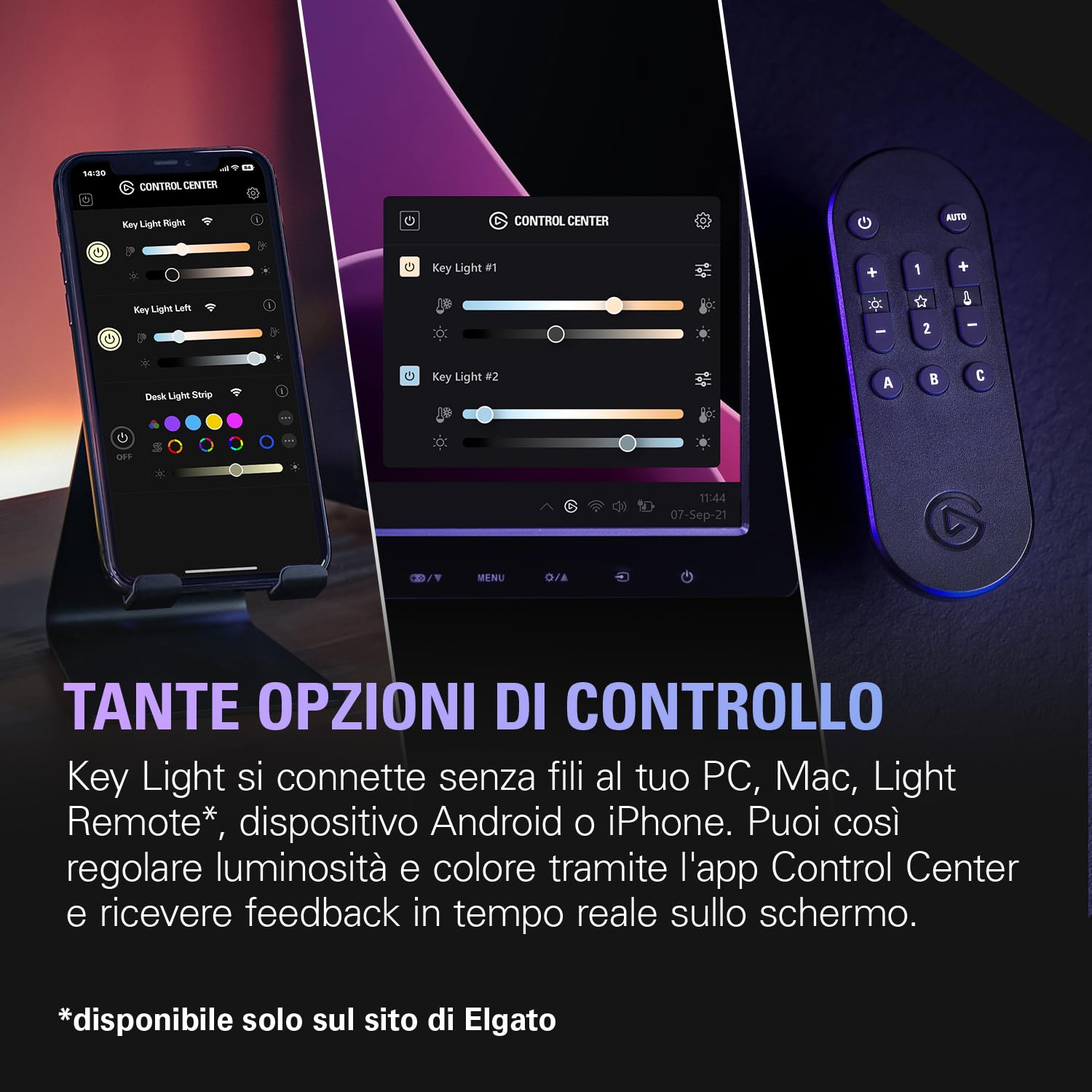Elgato Key Light Pannello LED Professionale da Studio con 2800 Lumen, Regolabile a Colori, Abilitato per le App, per PC e Mac, Supporto da Tavolo in Metallo