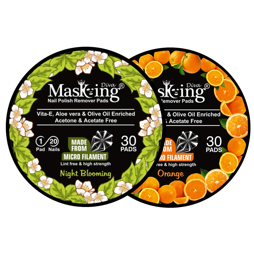 Masking nail polish remover pads, round pads, nail paint remover tissue, wipes night blooming and orange pack 02 (60 pads)-image-47