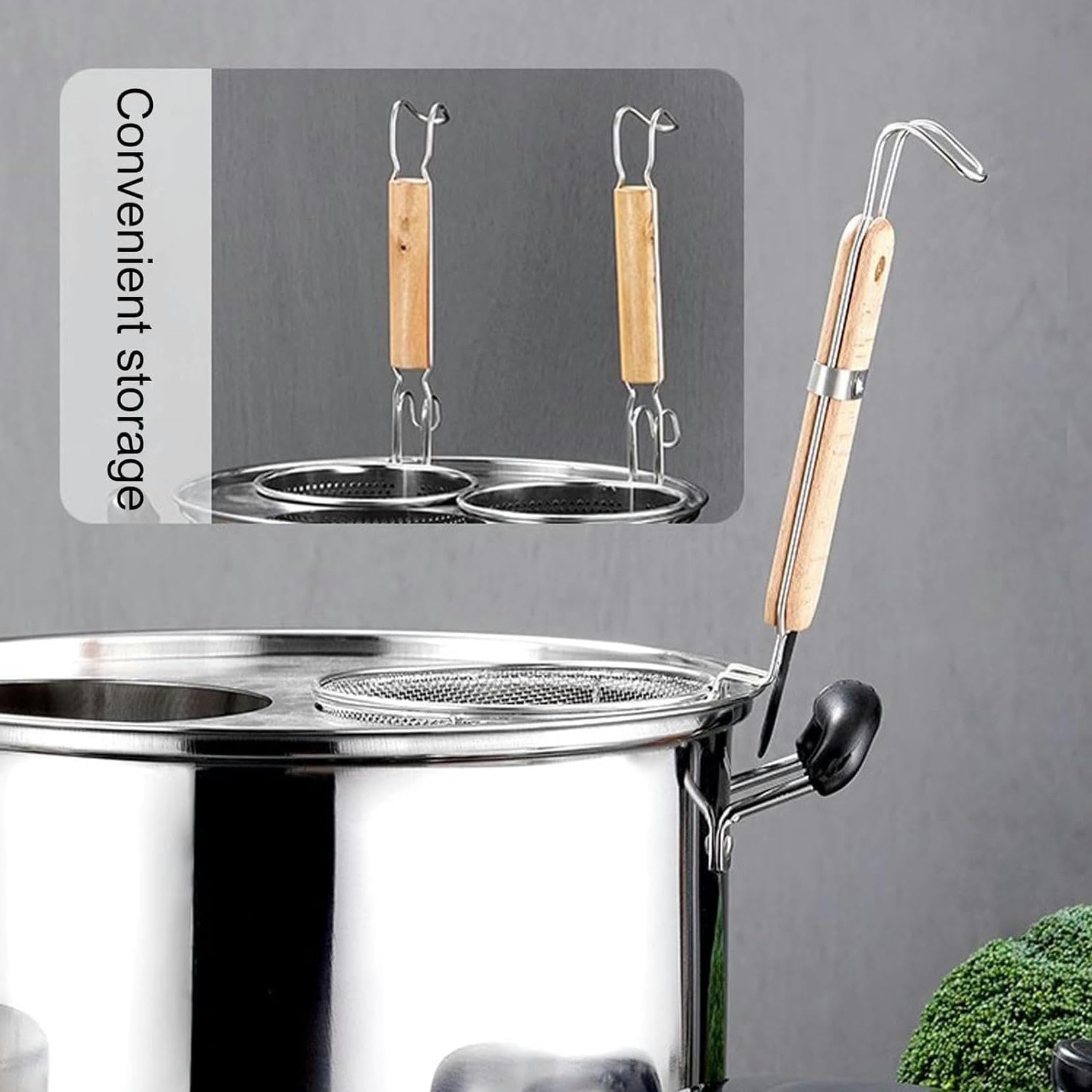 Ollas para pasta, olla para pasta con colador, olla de acero inoxidable para cocinar fideos y verduras, juego de ollas para sopa de 2, 3 o 4 agujeros con tapa, cocina de gas y de inducción (3 agujeros