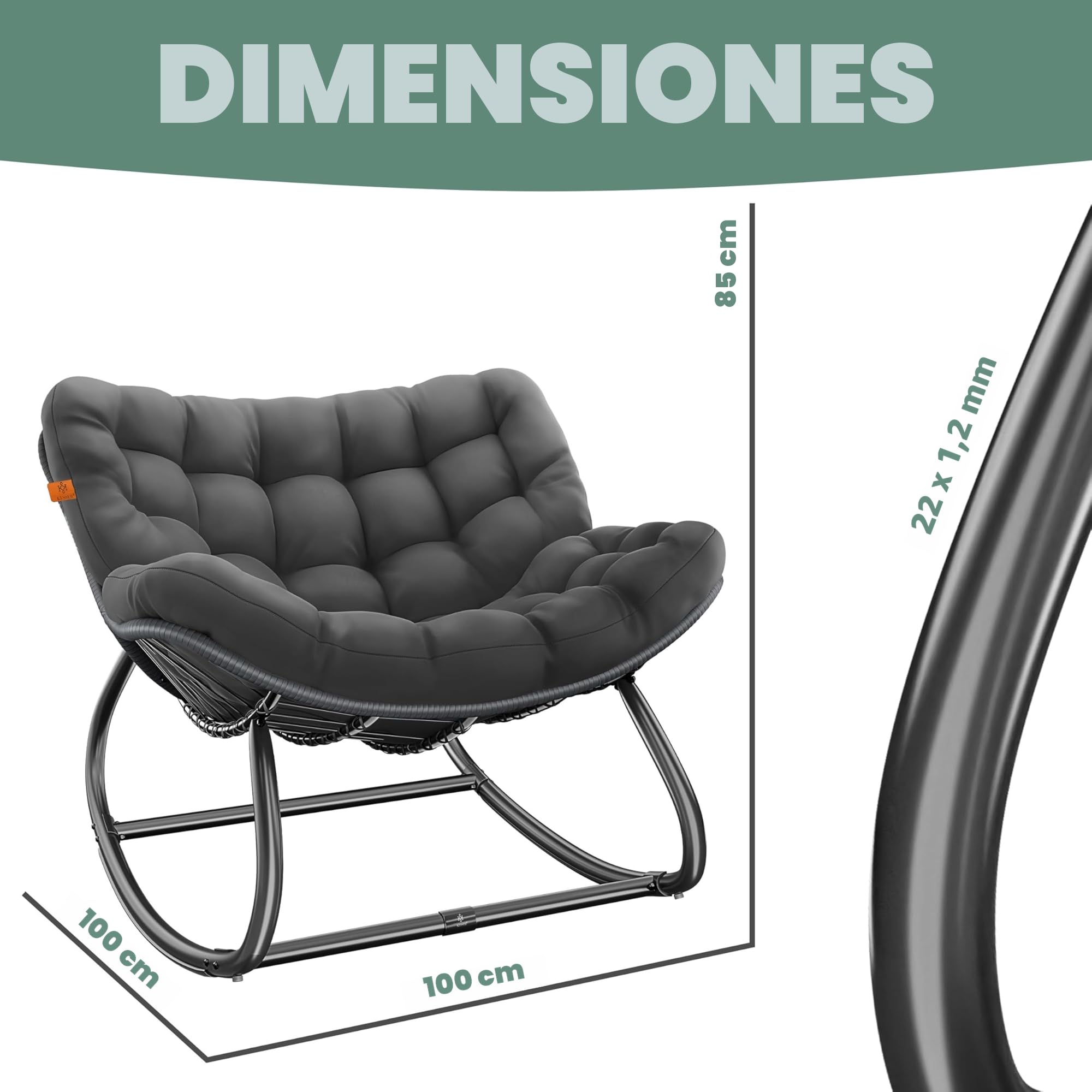 KESSER® Mecedora para Interior y Exterior, Mecedora ergonómica, soporta hasta 120 kg, sillón Relax con Patas Antideslizantes, Resistente a la Intemperie, Ideal para