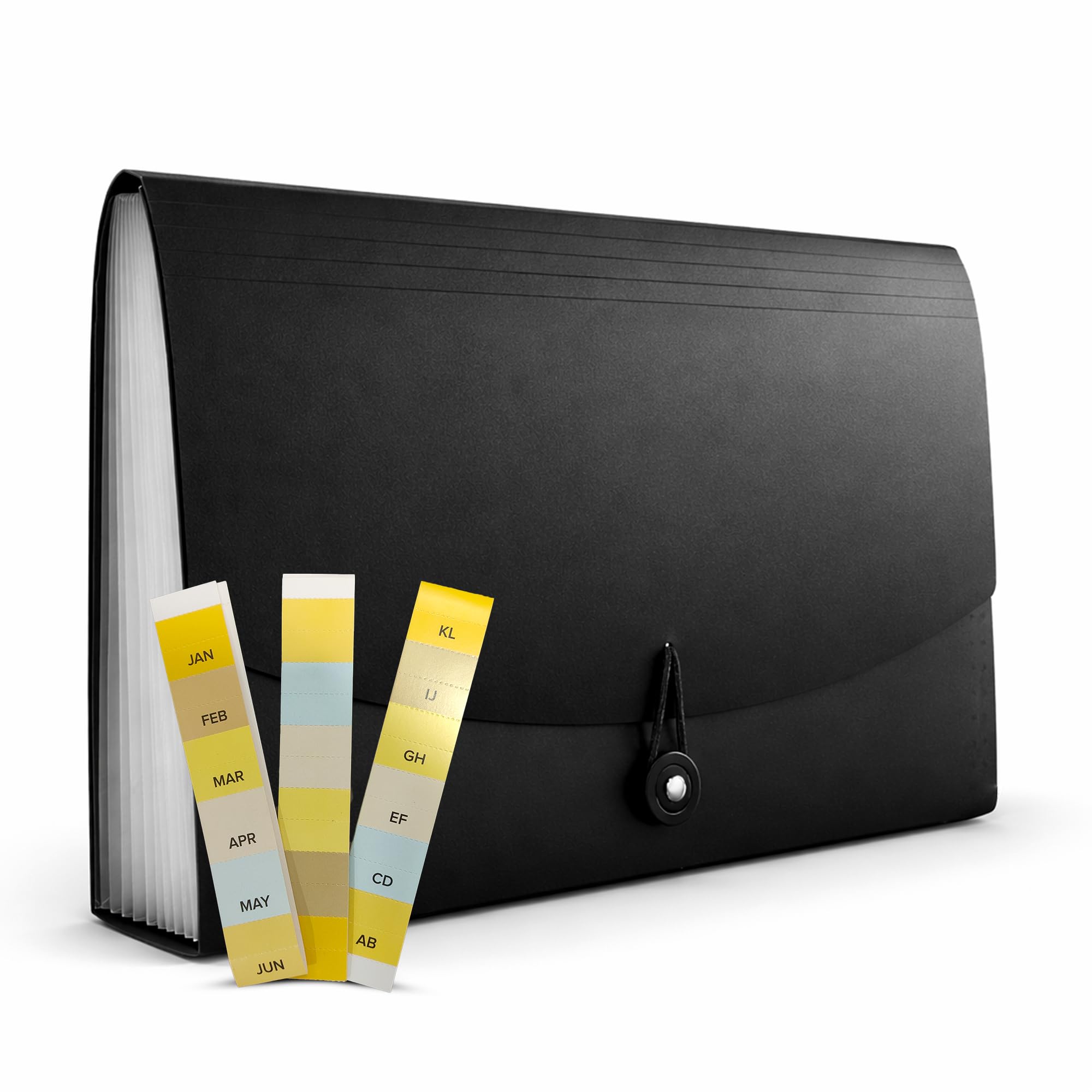 Pack of 6 A4 Expanding File 13 Pockets - Black Concertina A-Z Document Organiser Folder for Office, School & Home (Lotus)