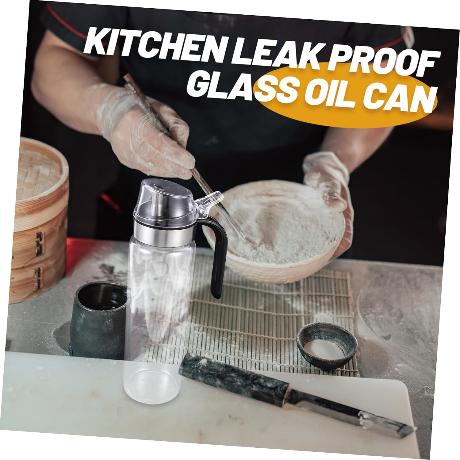 High Borosilicate Glass Oil Pot Leakproof Oil Vinegar Dispenser Bottle Kitchen Spray