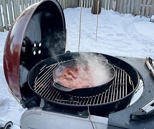 Miniatura 6 de Sistema de barbacoa gourmet 7425 Wok para sistema de barbacoa Weber Gourmet, rejillas de cocina, hierro fundido, negro, resistente, compatible con