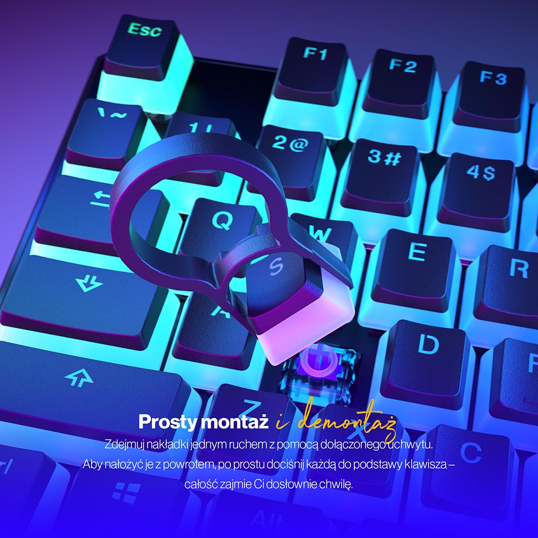 ENDORFY PBT Pudding Keycaps, zestaw 104 klawiszy, wyraźna czcionka, trwały i nieścieralny materiał PBT, układ US ANSI | EY0E002