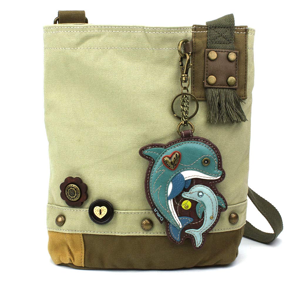 CHALA Patch Cross-Body Women Handbag, Canvas Messenger Bag Olive, Metal Charming Cross - Oliv, Medium — view 105