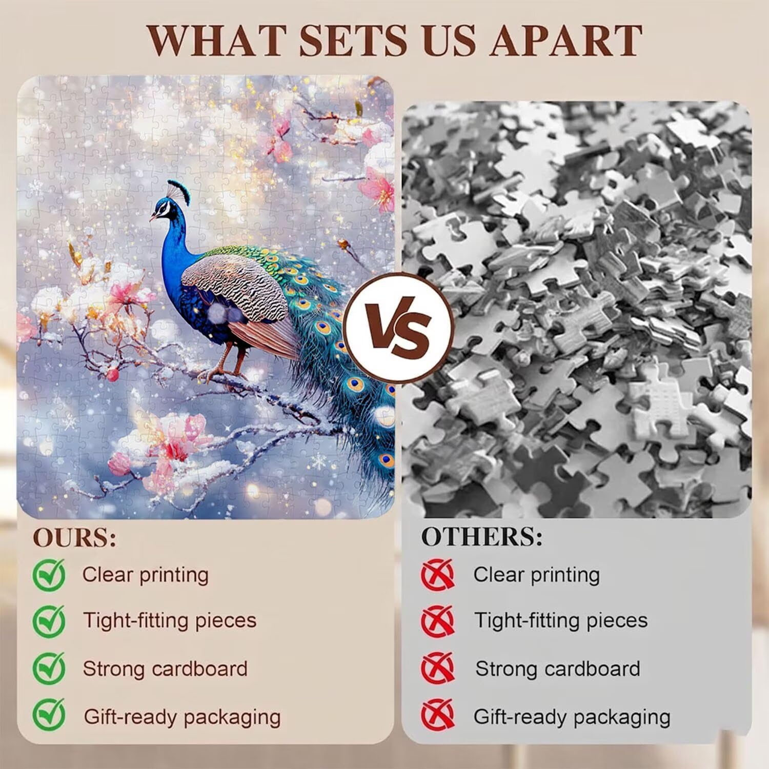 Puzzle 6000 Pezzi Classici, Puzzle Pavone fiore 179 x 105 cm, Gioco Educativo e Antistress in Legno con Poster Incluso, Ttività DIY per Famiglia, Regalo per Appassionati, Decor Parete Casa, f0-590