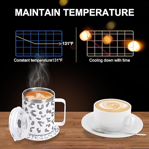 Miniatura 4 de Taza de café con calefacción de doble capa de acero inoxidable 304, calentador de taza alimentado por USB, taza autocalentable de 131  para
