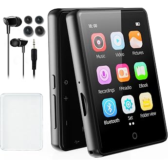 64GB MP3 Player Bluetooth 5.3 Portable Touchscreen Music MP3 Player for Children with Speaker Voice Recording FM Radio Pedometer Random Playback 128GB Micro SD Card Support