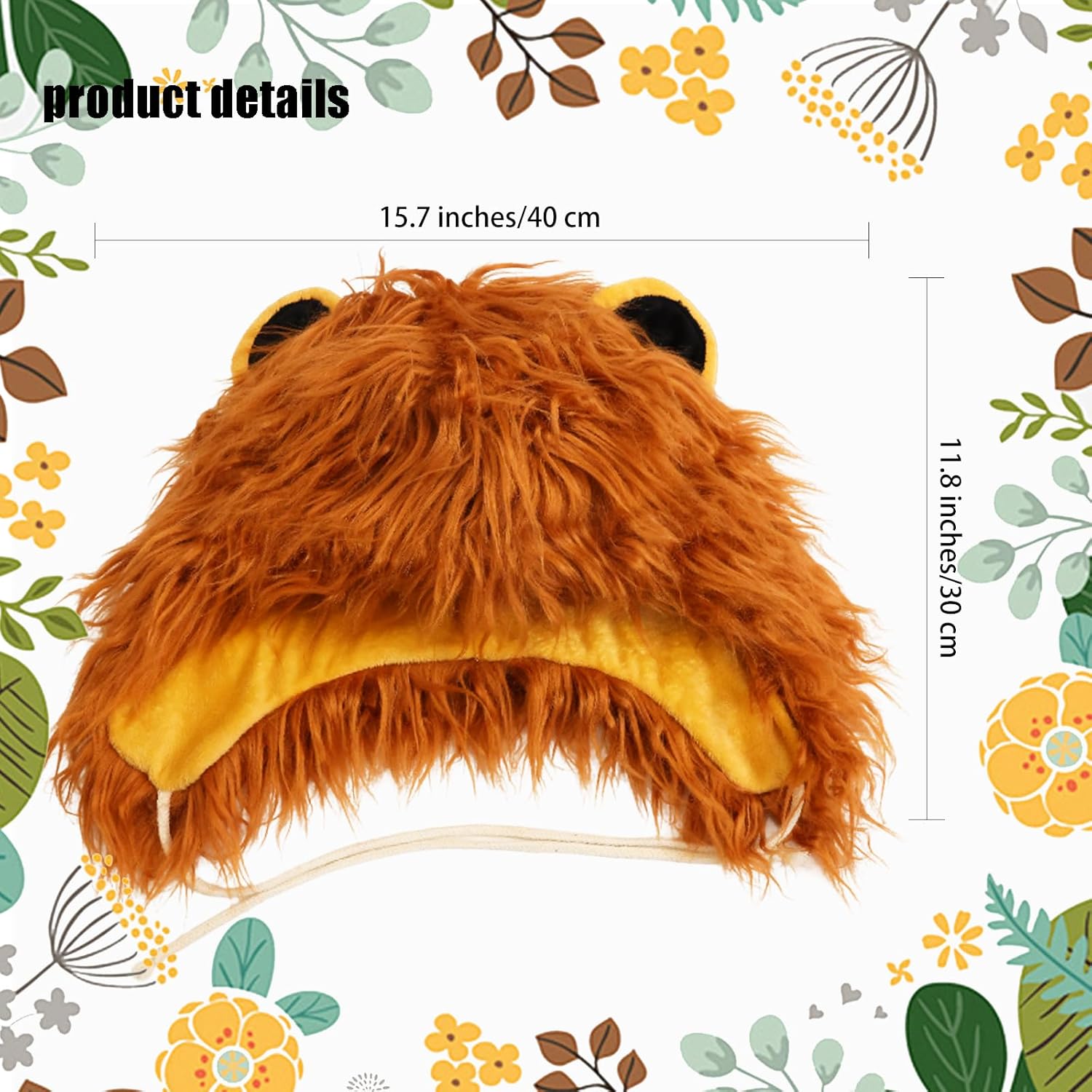 Lion Costume Set Plush Animal Hat with Ear & Tail Paws Gloves Animal Mane Costume Halloween Cosplay Accessories - Image 5