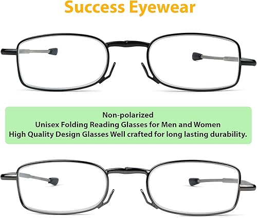 Miniatura 3 de 2 pares de lentes de lectura negros y lentes plegables compactos para lectura compactos color plomizo con funda incluida