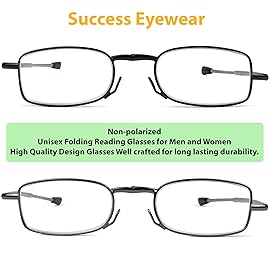 Success Eyewear Reading Glasses 2 Pair Black and Gunmetal Readers Compact Folding Glasses for Reading for Men and Women Case Included Bundle: Set of Black and Gunmetal With 2 Cases 2.5